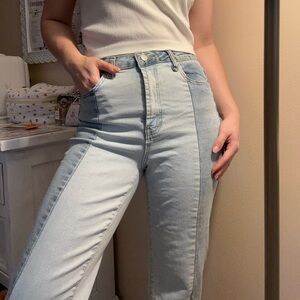 Almost Famous Two-Tone Light Blue High-Rise Jeans